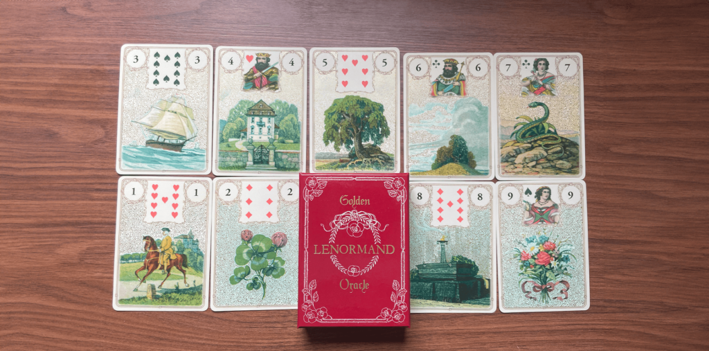 Oráculo Golden Lenormand Cartas, conhecido como baralho cigano.