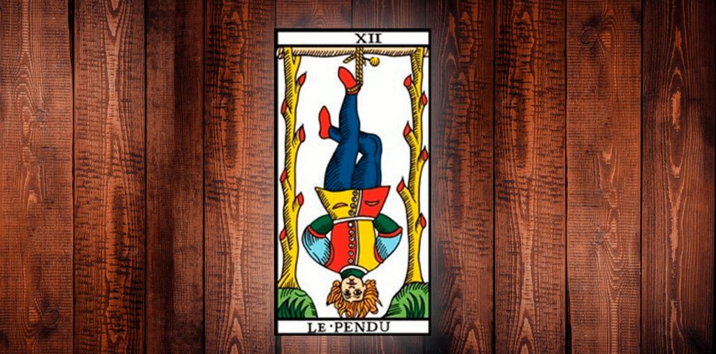 Carta “O Enforcado” do tarot de Marselha