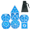 Conjunto Dados RPG Azul Ciano + Bag de Couro