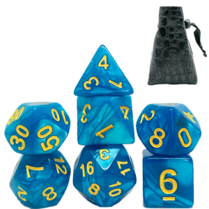 Dado RPG Azul claro com bolsa