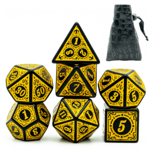 Dados RPG amarelo e preto el king