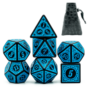 Dados RPG azul e preto el king