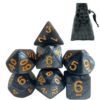 Conjunto Dados RPG Preto + Bag de Couro